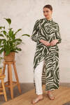 Haki Bağlama Detaylı Zebra Elbise - 7