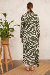 Haki Bağlama Detaylı Zebra Elbise - 5