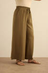 Haki Beli Lastik Detaylı Tencel Pantolon Etek - 5