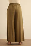 Haki Beli Lastik Detaylı Tencel Pantolon Etek - 7