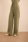 Haki Beli Lastikli Keten Pantolon - 3