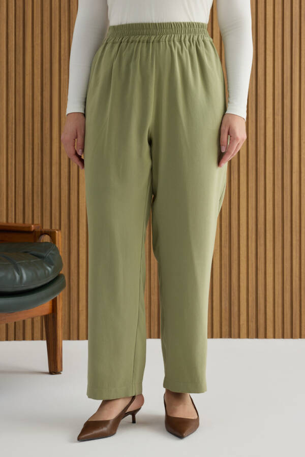 Haki Beli Lastikli Pantolon - 4