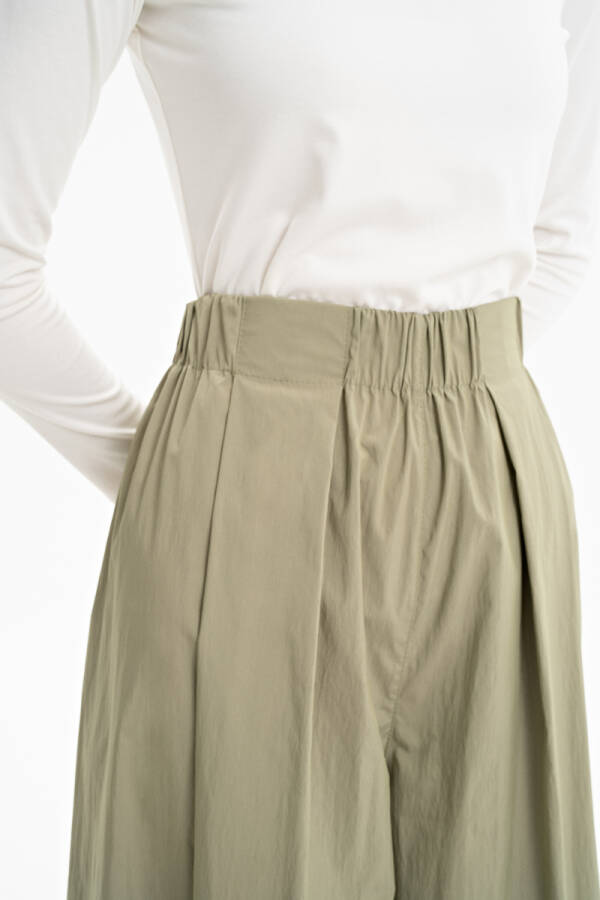 Haki Beli Lastikli Paraşüt Kumaş Pantolon Etek - 5