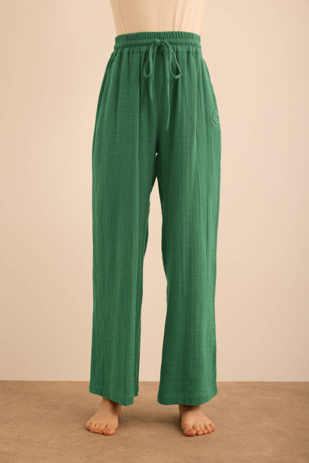 Haki Beli Lastikli Viscon Cotton Pijama Altı - 2