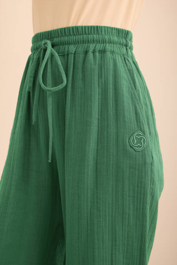 Haki Beli Lastikli Viscon Cotton Pijama Altı - 5