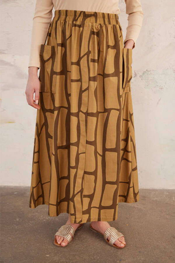 Haki Cepli Desenli Etek - 3