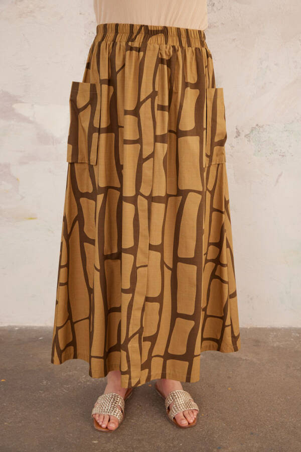 Haki Cepli Desenli Etek - 4