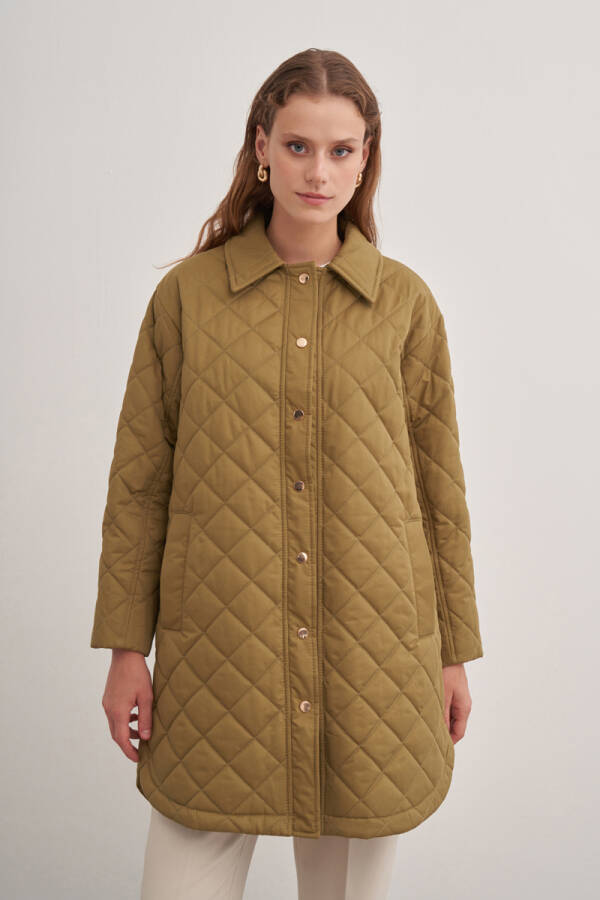 Haki 5854111 Çıt Çıt Detaylı Kapitone Mont - 2