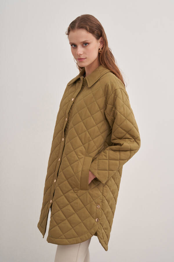 Haki 5854111 Çıt Çıt Detaylı Kapitone Mont - Aker