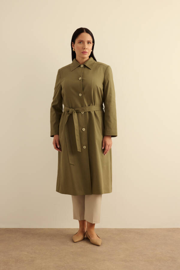 Haki Cotton Trençkot - 1