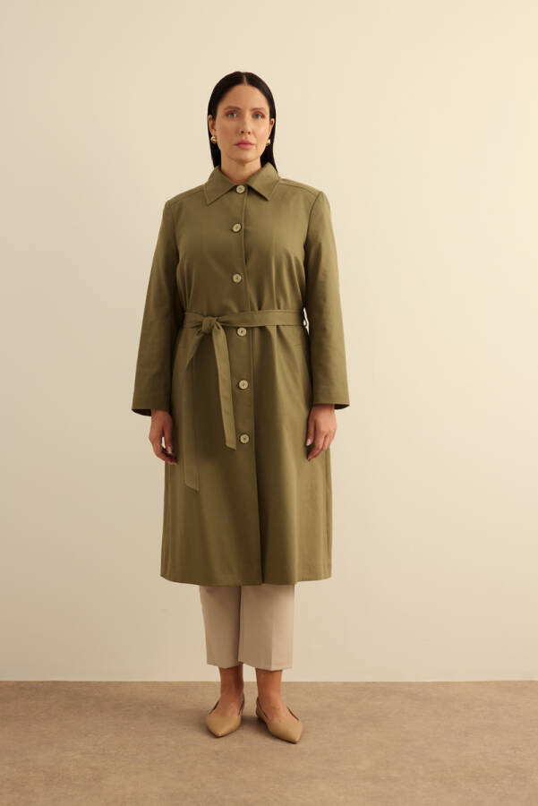 Haki Cotton Trençkot - 4