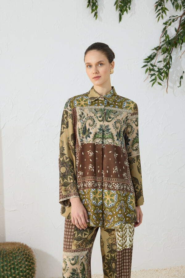 Haki Desenli Bluz - 2