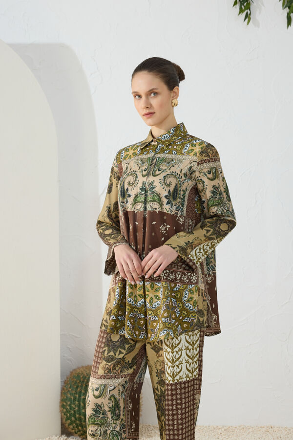 Haki Desenli Bluz - 3