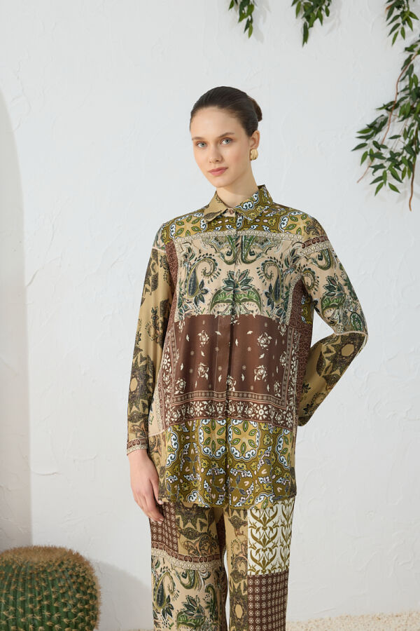 Haki Desenli Bluz - 5