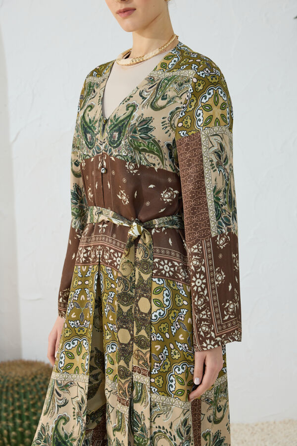 Haki Desenli Britli Kimono - 6