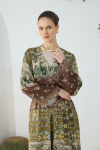 Haki Desenli Britli Kimono - 5