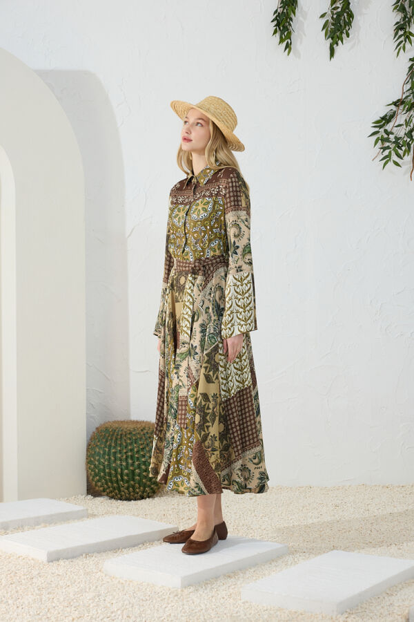Haki Desenli Elbise - 3