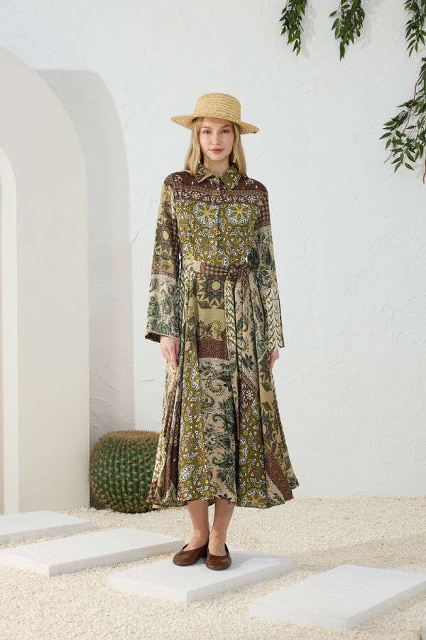 Haki Desenli Elbise - 5