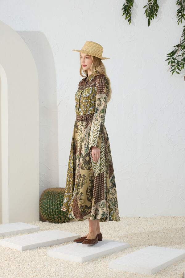 Haki Desenli Elbise - 6