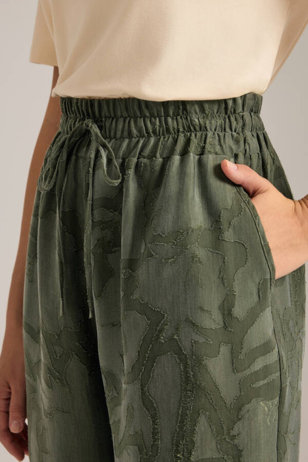 Haki Dokulu Tencel Beli Lastikli Pijama Altı - 3