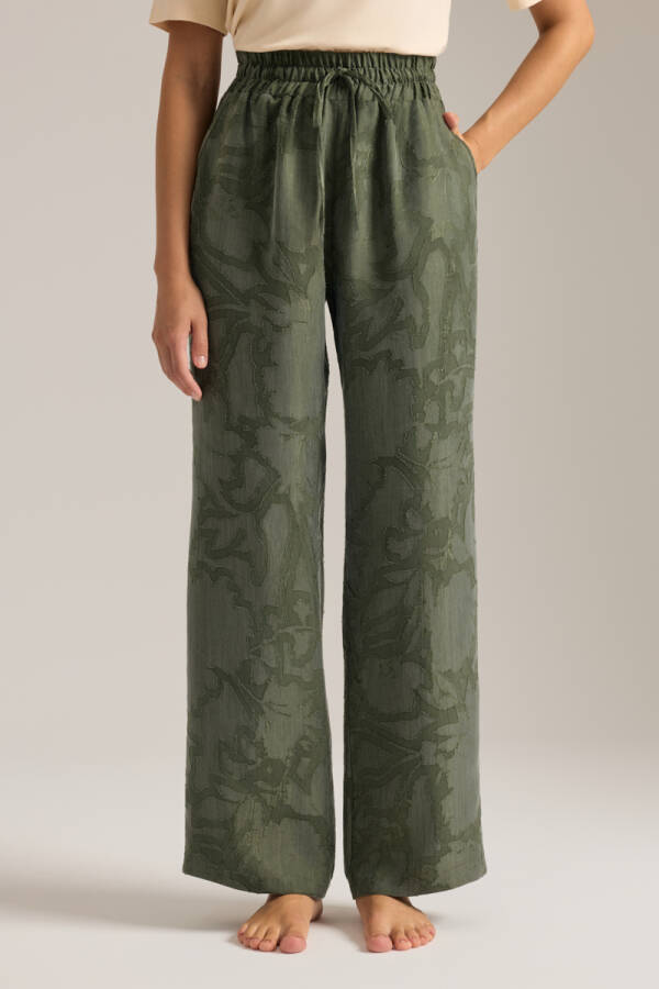 Haki Dokulu Tencel Beli Lastikli Pijama Altı - 2