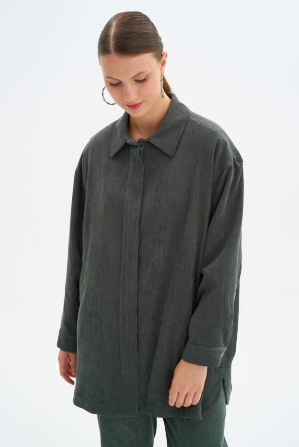 Haki Fermuarlı Ceket - Aker