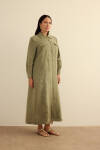 Haki Fermuarlı Keten Ferace - 3