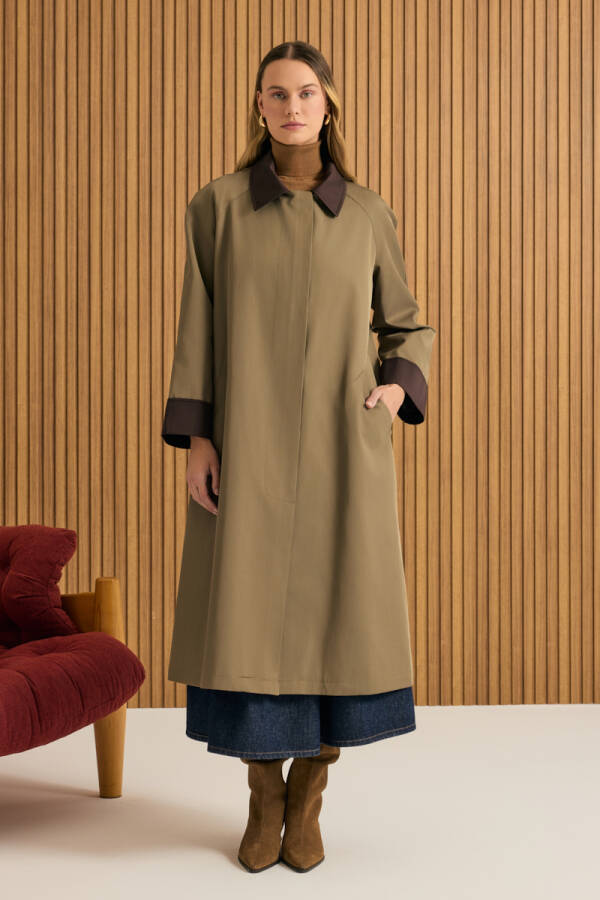 Haki Garni Detaylı Trençkot - Aker (1)
