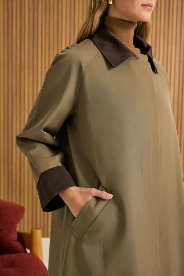 Haki Garni Detaylı Trençkot - 4