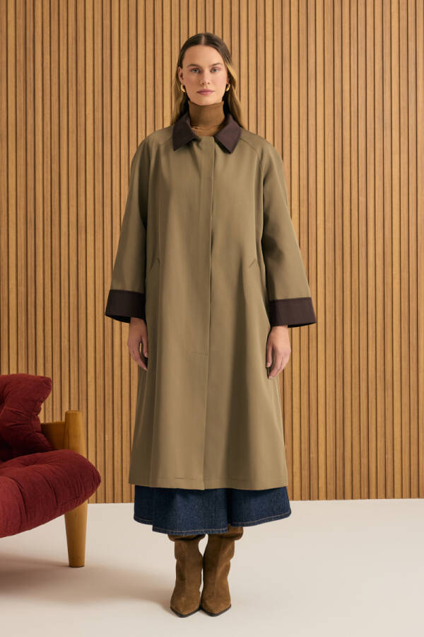 Haki Garni Detaylı Trençkot - 3