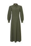 Haki Gömlek Yaka Belden Kesik Elbise 