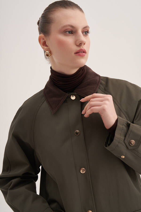 Haki Kadife Detaylı Ceket - Aker (1)