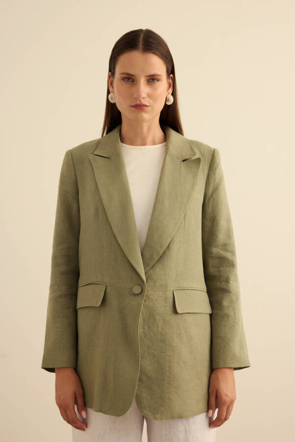 Haki Keten Ceket - 5