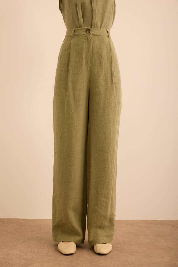 Haki Keten Pantolon - 2