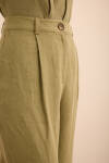 Haki Keten Pantolon - 5