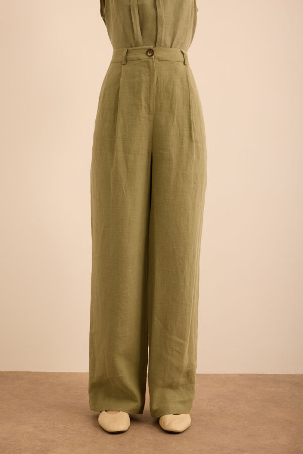 Haki Keten Pantolon - Aker (1)
