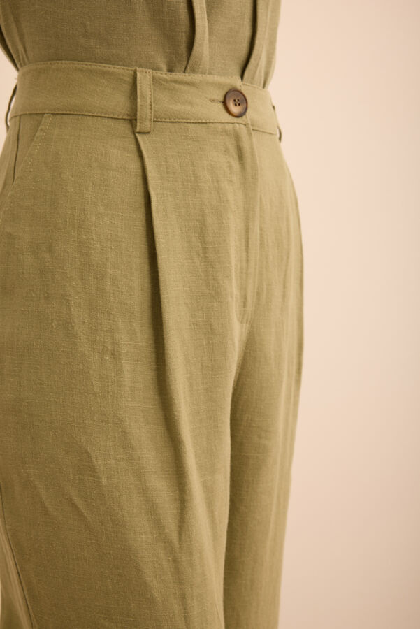 Haki Keten Pantolon - 5