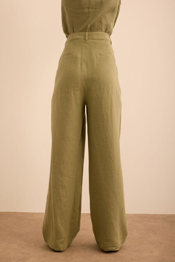 Haki Keten Pantolon - 6