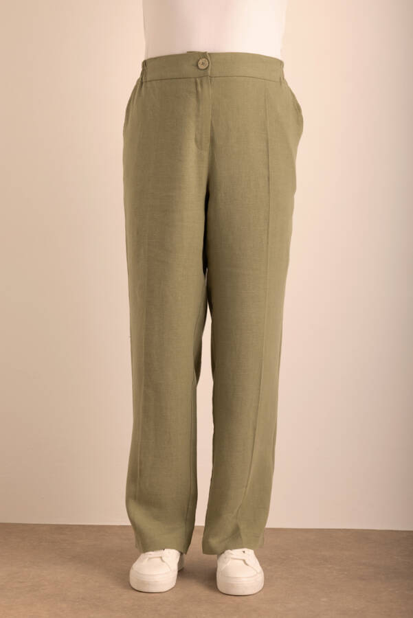 Haki Keten Pantolon - 2