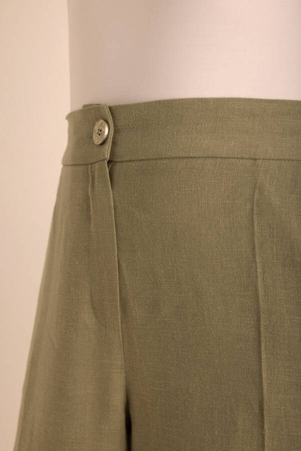 Haki Keten Pantolon - 3