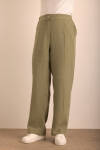 Haki Keten Pantolon - 5