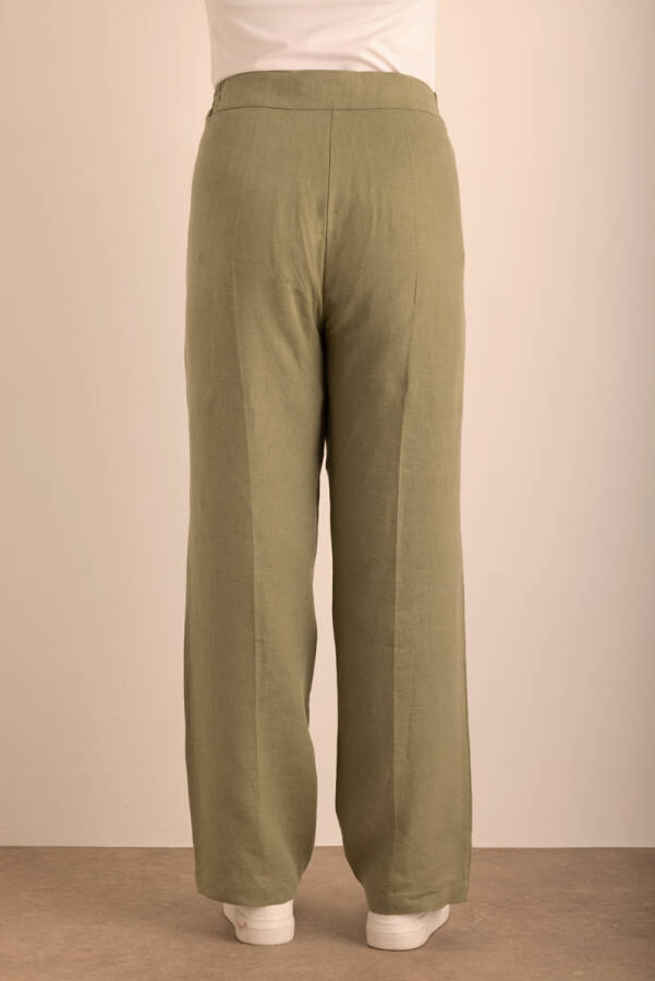 Haki Keten Pantolon - 6