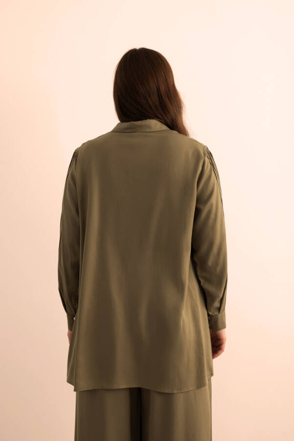 Haki Kolları Dikiş Detaylı Tencel Tunik - 6