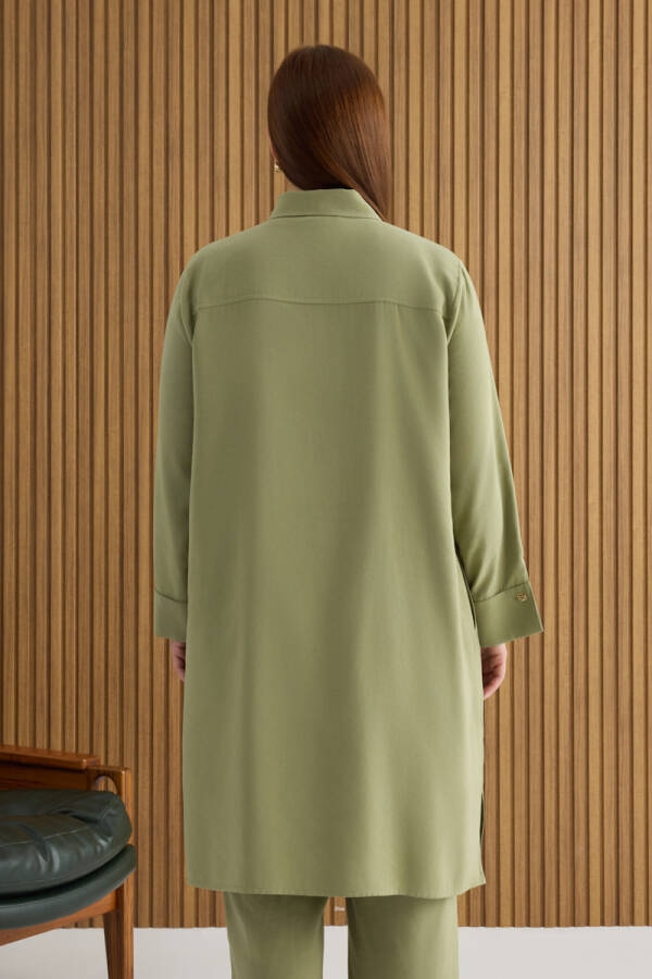 Haki Koza Kol Düğmeli Tunik - 5