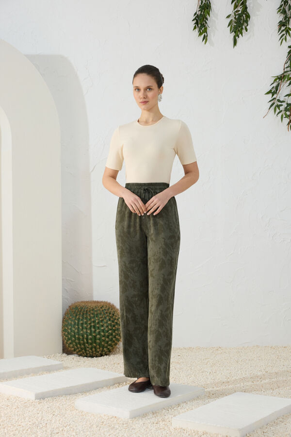 Haki Lastik Detaylı Pantolon - 3