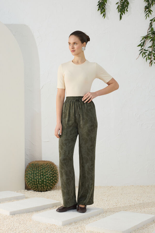 Haki Lastik Detaylı Pantolon - 4