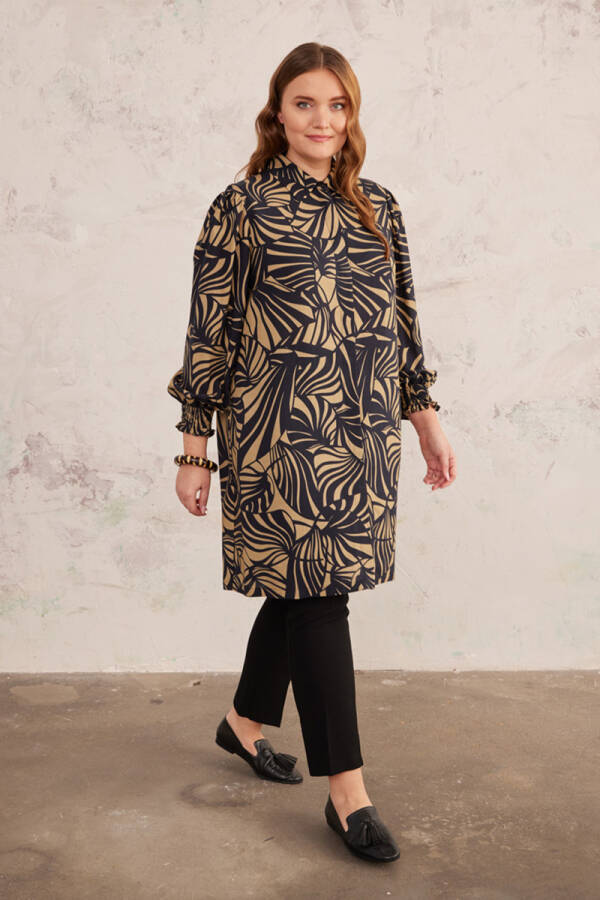 Haki Manşeti Gipe Detaylı Tunik - 4