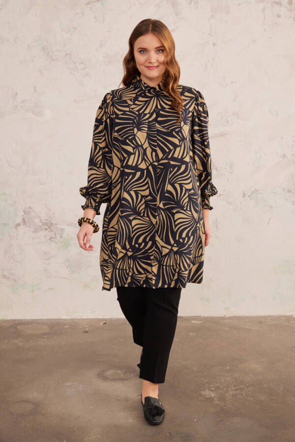 Haki Manşeti Gipe Detaylı Tunik - 5