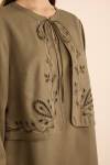 Haki Ön Bedeni Nakışlı Tunik - 4