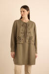Haki Ön Bedeni Nakışlı Tunik - 5